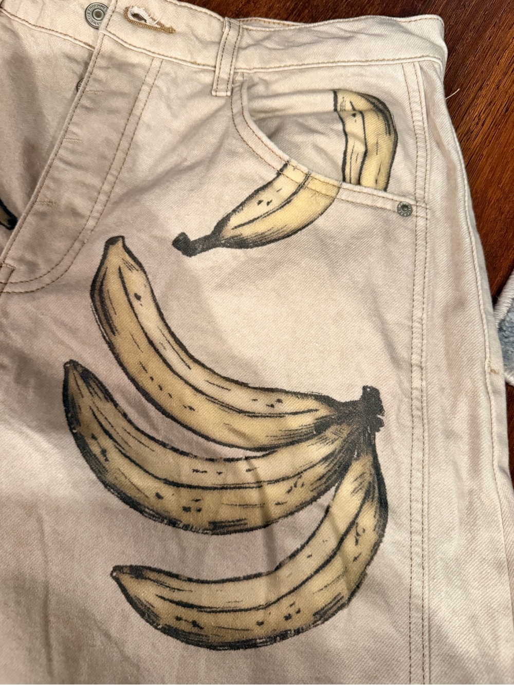 Free People Beige denim banana print flaws - Picture 7 of 13